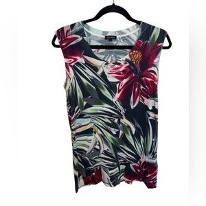Escada Tropical Floral Wool Silk Sleeveless Sweater